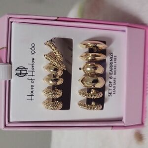 House of Harlow 1960 Gold Textured Earrings Set